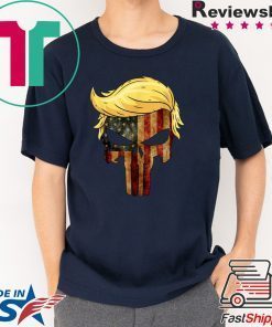 Skull with iconic trump hair president flag america shirt