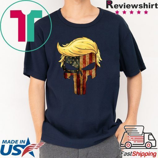 Skull with iconic trump hair president flag america shirt