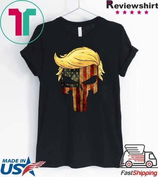 Skull with iconic trump hair president flag america shirt