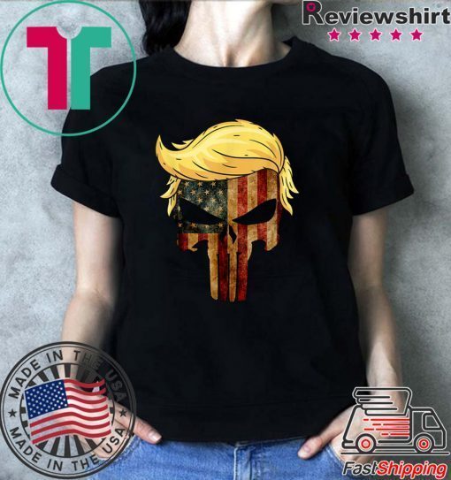 Skull with iconic trump hair president flag america shirt