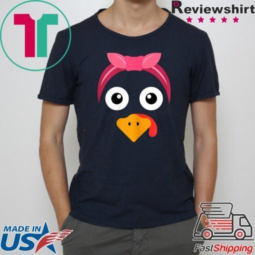 Turkey Face & Pink Headband Running Pilgrim Trot Funny Gift T-Shirt