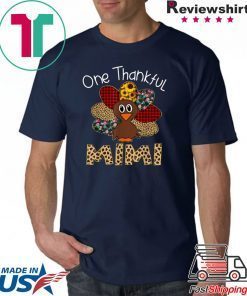 Turkey One Thankful Mimi Grandma Thanksgiving Fall Gift T-Shirt