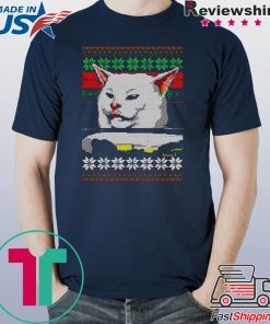 Woman yelling at a cat ugly christmas T-Shirt