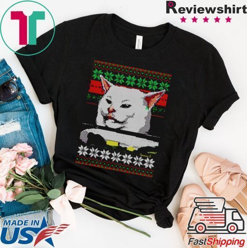 Woman yelling at a cat ugly christmas T-Shirt