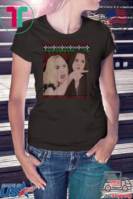 Yelling At A Cat Dinner Table Meme-Best Ugly Christmas Dress Tee Shirt