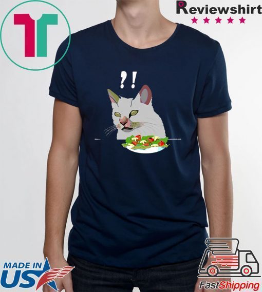 Yelling At Confused Cat At Dinner Table meme T-Shirt