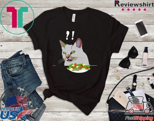 Yelling At Confused Cat At Dinner Table meme T-Shirt