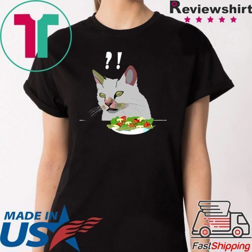 Yelling At Confused Cat At Dinner Table meme T-Shirt