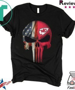 kansas city chiefs american flag punisher skull tee shirt