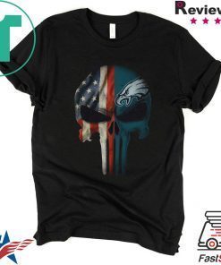 philadelphia eagles american flag punisher skull t-shirt