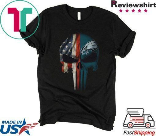 philadelphia eagles american flag punisher skull t-shirt