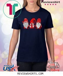 three gnomes in red costume christmas tee shirt