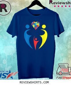 Autism Awarness Family Trio Heart Puzzle T-Shirt