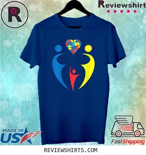 Autism Awarness Family Trio Heart Puzzle T-Shirt