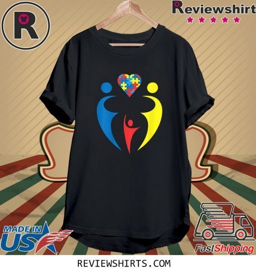 Autism Awarness Family Trio Heart Puzzle T-Shirt