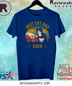 Best Cat Dad Ever Paw Fist Bump Fit Vintage Retro Tee Shirt