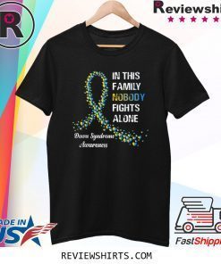 Blue and Yellow Nobody Fights Alone Down Syndrome Awareness 2020 T-Shirt