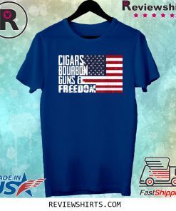 Cigars Bourbon Guns And Freedom Flag American T-Shirt