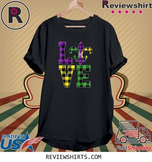 I Love Mardi Gras Buffalo Plaid Unisex T-Shirt