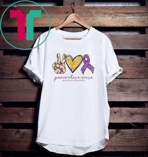 Peace Love Cure Purple Ribbon Alzheimer's Awareness 2020 Shirt
