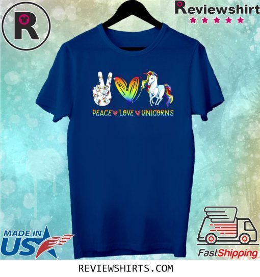 Peace Love Unicorn Hippie Style Awesome Shirt