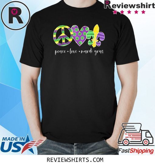 Peace Sign Heart Fleur De Lys Hippie Peace Love Mardi Gras T-Shirt