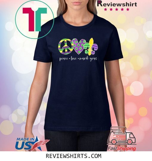 Peace Sign Heart Fleur De Lys Hippie Peace Love Mardi Gras T-Shirt