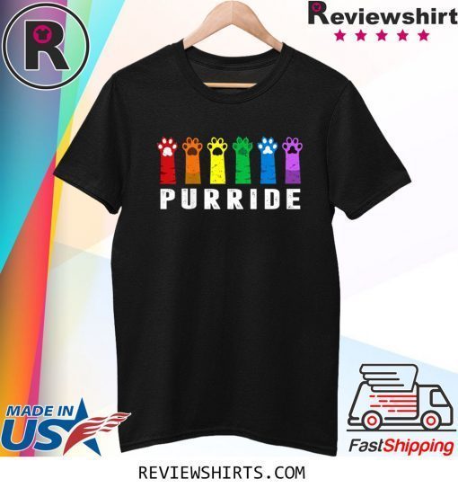 Purride Paw Cat Kitten LGBT Gay Les Pride Rainbow Vintage T-Shirt