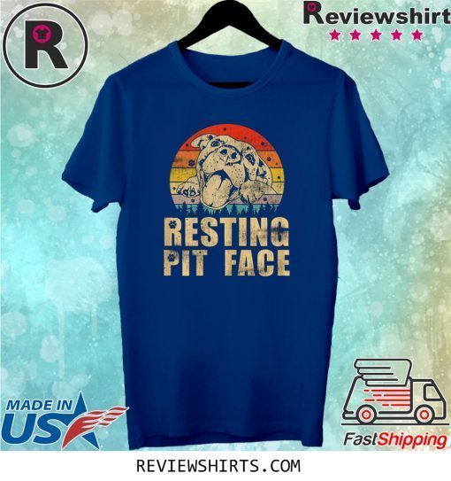 Vintage Pitbull Resting Pit Face Funny Pitbull Lovers Tee Shirt