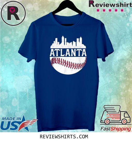 Atlanta Baseball Vintage ATL Skyline Brave Retro Tee Shirt