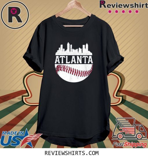 Atlanta Baseball Vintage ATL Skyline Brave Retro Tee Shirt