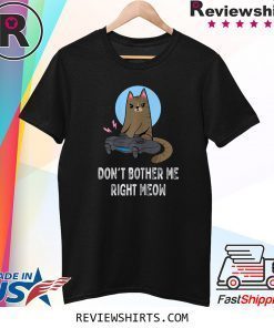 Don't Bother Me Right Meow Funny Video Gamer Cat Lover Tee Shirt