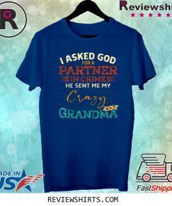 I asked god for a in crime he sent me my crazy grandma sunflower t-shirt