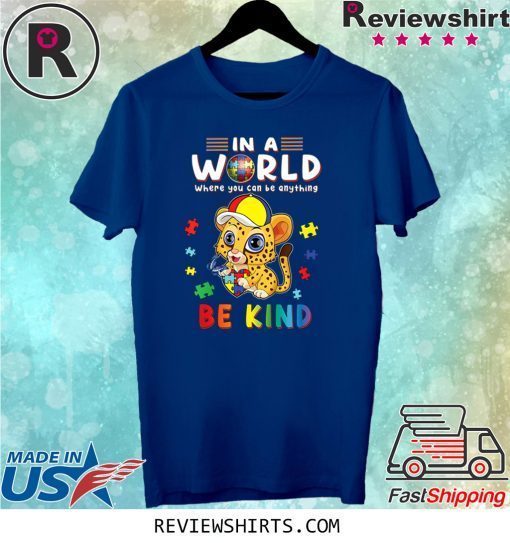 In A World Where You Can Be Anything Cheetah Be Kind Autism Tee Shirt