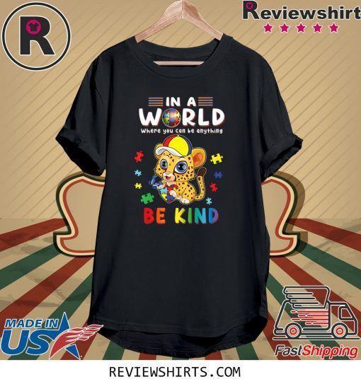 In A World Where You Can Be Anything Cheetah Be Kind Autism Tee Shirt