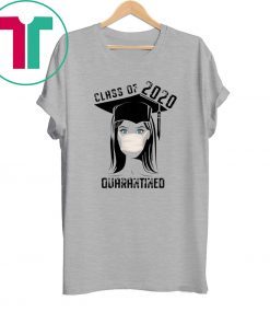 Quarantined Class 2020 sad graduating girl mask graduation tee shirt