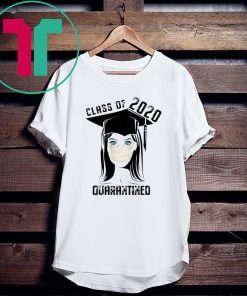 Quarantined Class 2020 sad graduating girl mask graduation tee shirt
