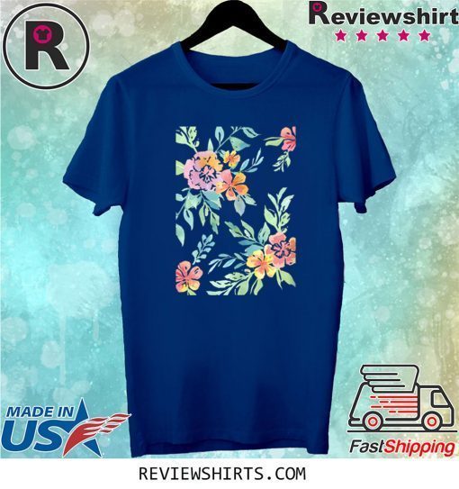 Spring Equinox Pastel Floral Watercolor Vintage Motif Tee Shirt