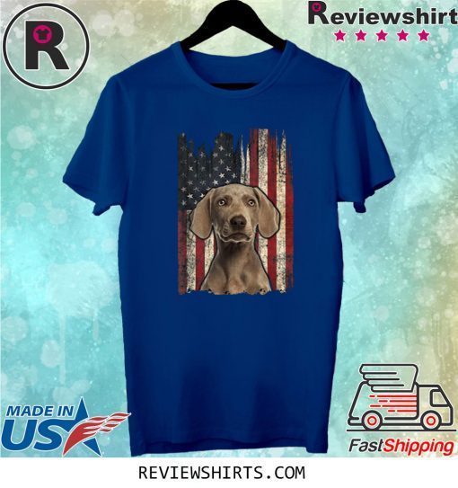 Weimaraner Dog Lover Retro Distressed American Flag Tee Shirt