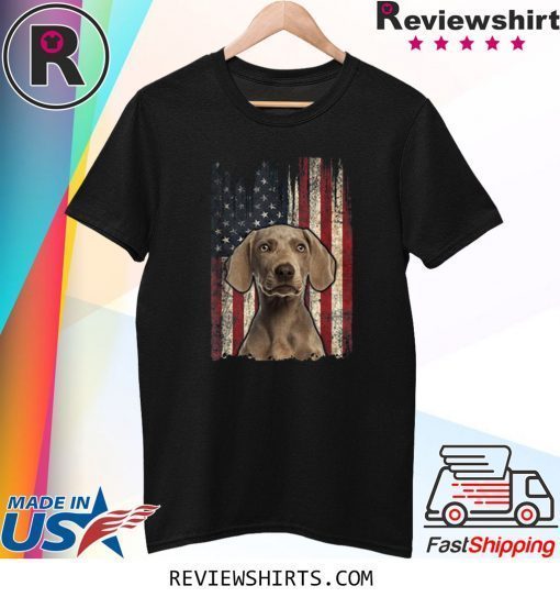 Weimaraner Dog Lover Retro Distressed American Flag Tee Shirt