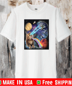 Cat Astronaut Laser Cat in Space - in Front of Planet Earth T-Shirt