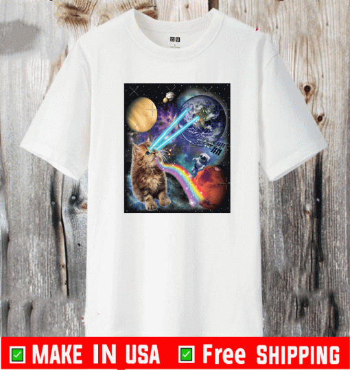 Cat Astronaut Laser Cat in Space - in Front of Planet Earth T-Shirt