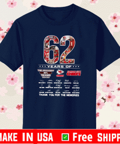 Team Kansas City Chiefs 62 Years NFL Super Bowl 2021 Signature Thank You For The Memories T-Shirt