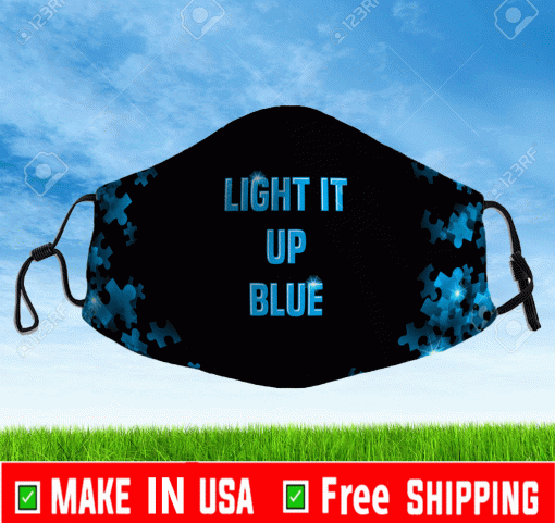 Autism Awareness Light It Up Blue Face Mask