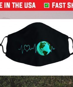 Earth Day Heartbeat Recycling Climate Change Activism Funny Face Mask