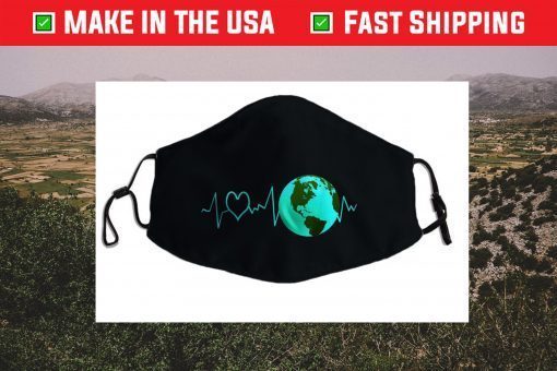 Earth Day Heartbeat Recycling Climate Change Activism Funny Face Mask