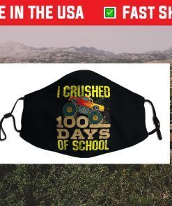Kids I Crushed 100 Days Of School Boys Monster Truck Filter Face Mask