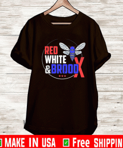 RED, WHITE, AND BROOD X SHIRT