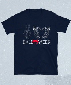 Peace Love Halloween Tops Skeleton Skull Clothes 2021 Shirts