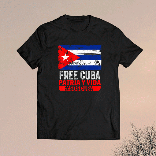 Vintage SOS Cuba Cuba Flag Cuban Fist Free Cuba Libre 2021 Cuban TShirt
